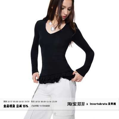 Invertebrate 原创设计羊毛混纺针织衫女秋冬V领长袖打底衫内搭