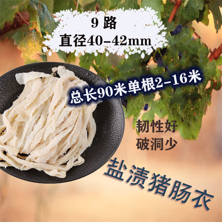 9路优质长把盐渍猪肠衣灌香肠腊肠红肠90米单根2到16米