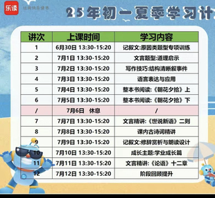 2025年暑秋26冬春季上海乐读初一7七年级语文A+自招S录播视频设计