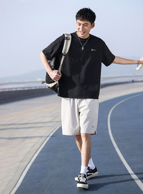 VR97运动休闲速干短裤男2025夏季薄款抽绳直筒字母印花五分休闲裤