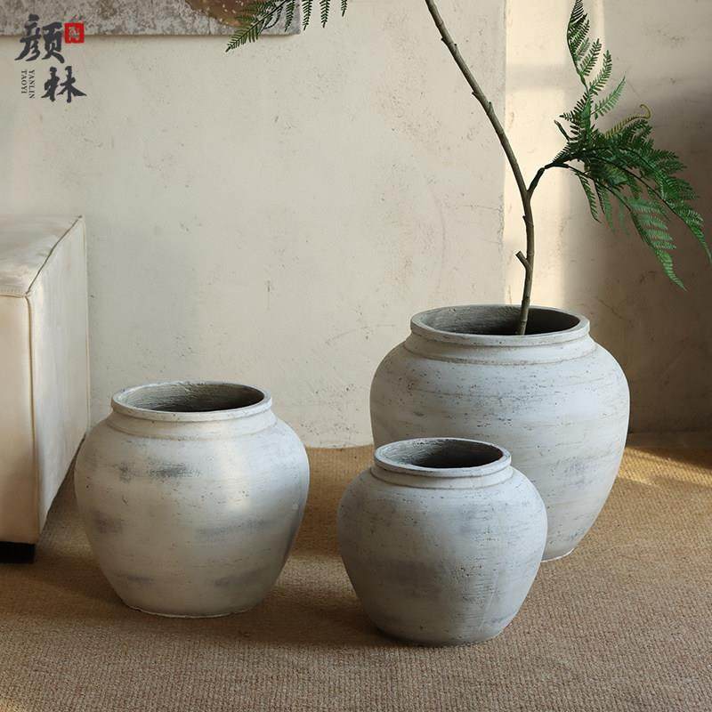 复白大圆坛水泥FWK装盆组陶罐合客厅阳台饰绿植盆民宿酒店古装饰,家居饰品,花盆,淘宝优惠券,粉丝福利购,淘宝优惠卷