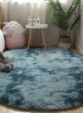 加厚椭圆形床边毯台卧室少女床边VUI地毯客厅茶几地垫房间满铺阳