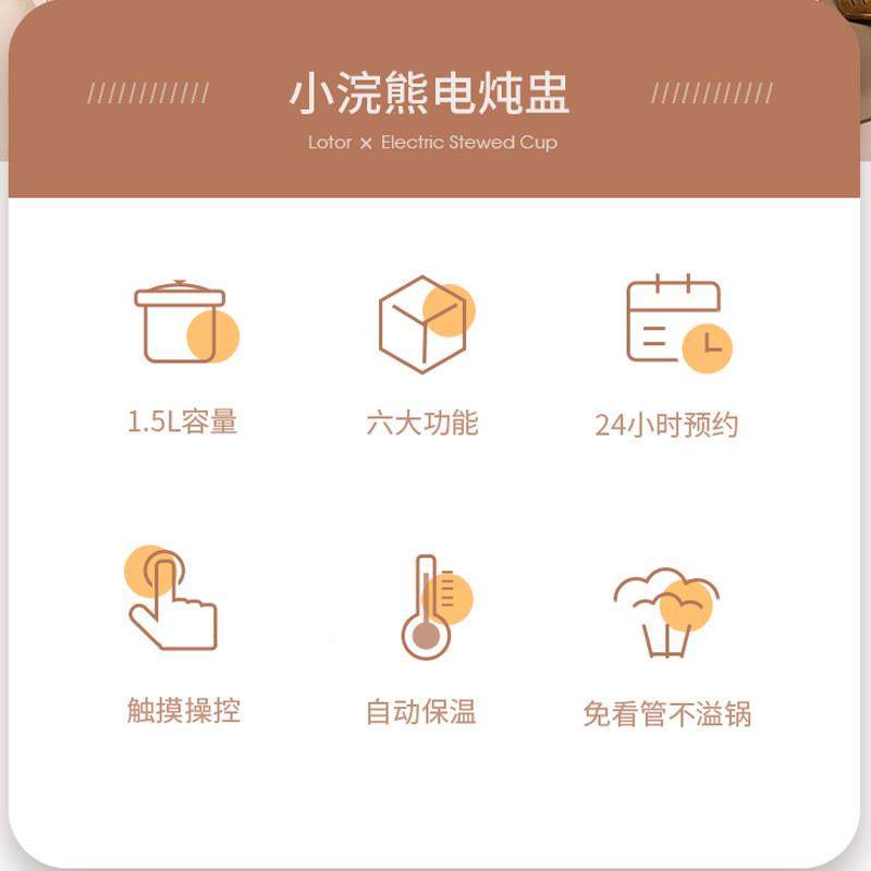 LOTOR D1D1D1浣熊定电约炖锅家用小燕窝煲汤煮粥时预隔水炖盅小粥,厨房电器,电炖锅/煲汤锅/电炖盅,淘宝优惠券,粉丝福利购,淘宝优惠卷