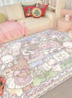 可爱彷地羊绒垫卡通卧室床边沙发客茶几地毯少女ins加厚VLN家厅用