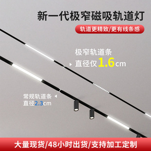 16mm极窄LED磁吸轨道灯嵌入式明暗装无边框射灯客厅家用无主灯