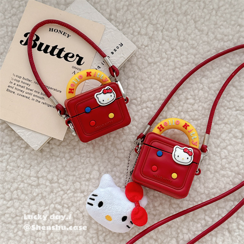 可爱KT猫公仔手提包适用苹果新4代airpods蓝牙无线耳机保护套airpods1/2/3硅胶软壳airpodspro三代女新款小众,3C数码配件,耳机保护套,淘宝优惠券,粉丝福利购,淘宝优惠卷