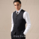 70%澳毛 CULTUM西装 马甲男斜纹单排扣修身 西服套装 内搭马夹