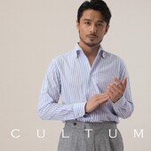 男长袖 CULTUM意式 商务绅士泡泡纱一片领衬衫 条纹青年休闲衬衣