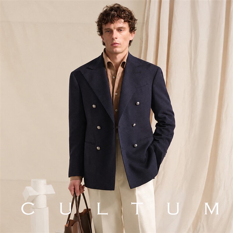 CULTUM【绅士盔甲】亚麻混纺强捻面料透气布雷泽双排扣男士西服