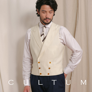 白马甲男 CULTUM免熨烫青果领双排扣新郎婚礼演出搭配西装 澳毛