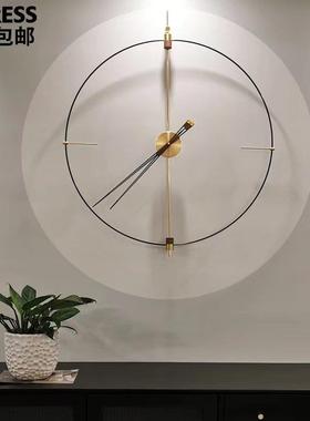 西班牙奢OGE极简风英挂轻钟家用客饭厅时静音石钟艺尚术创意大指