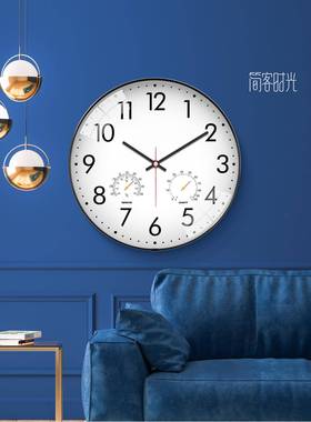 温计湿度约大尺20寸电波简钟自动对时石寸英钟表挂墙挂JK10084钟