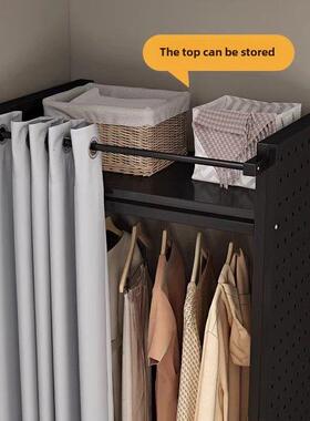 []开式帘组合衣35832柜锻铁放门步入帽式衣间货架落地式衣架