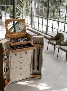 意式轻奢实木梳妆台63821现代室家用新鞍款创意卧可折饰叠马皮收