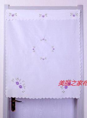 免孔魔术贴绣花门帘老门式厨房白色卧室帘半截半UYX打短门帘隔断