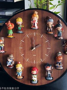 木纹展台款-时饰挂DIY创意木质圆形挂墙钟趣味风LIN20403格静音石