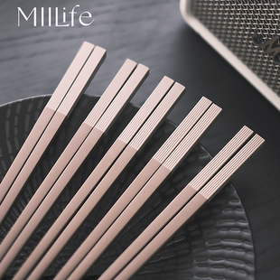 MIILife 抗菌合金筷子家用咖色新款高档家庭消毒洗碗机专用高级感