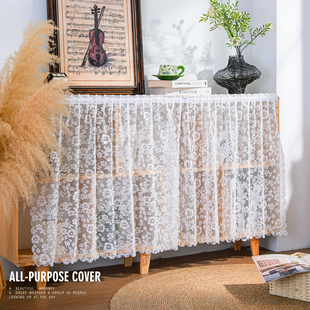 法式纱帘柜子遮挡帘免打孔安装书柜防尘帘置物架杂物遮丑帘小短帘