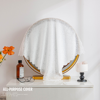 防尘防水冰箱盖布洗衣机梳化妆镜小方巾打印机白色纱蕾丝床头柜套