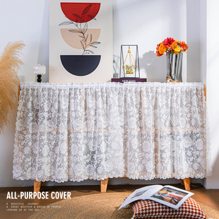 法式纱帘柜子遮挡帘免打孔安装书柜防尘帘置物架杂物遮丑帘小短帘