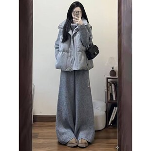 绝美冬装外套秋冬2025韩系一整套慵懒休闲宽松加厚棉服马甲女+灰