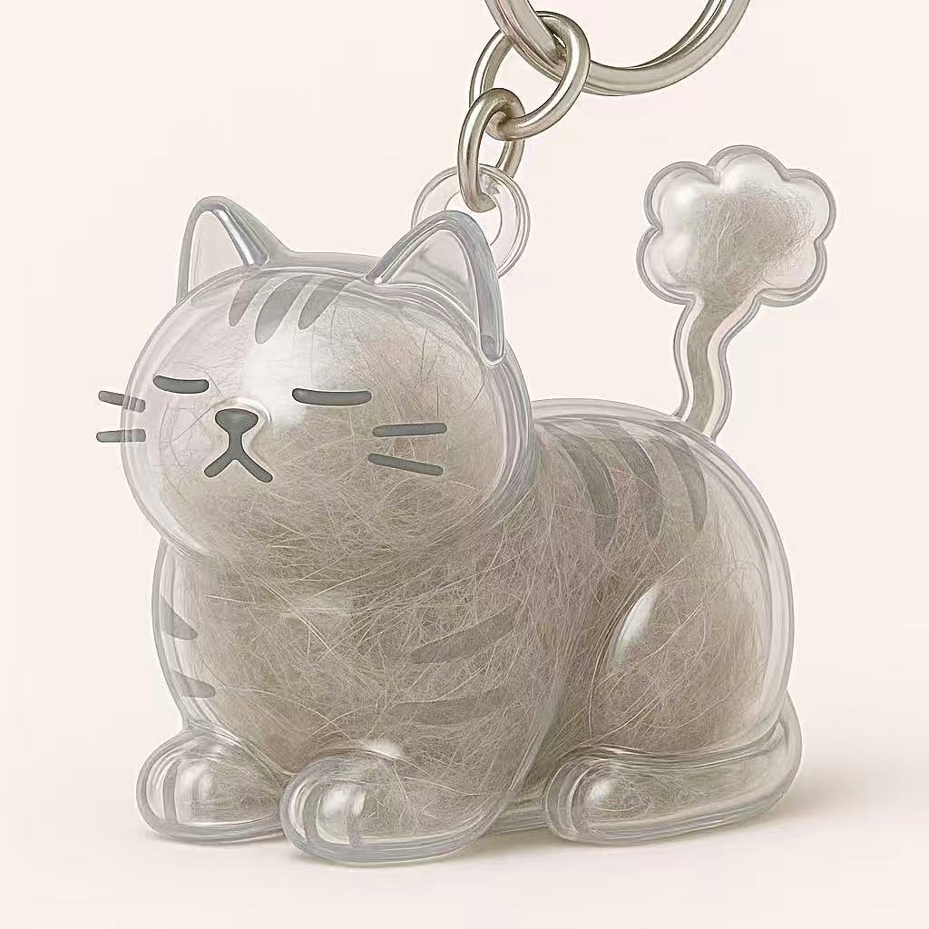 猫毛收集挂件真皮宠物纪念钥匙扣存狗狗猫咪毛发狗爪挂件宠物遗毛