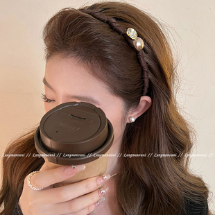 法式珍珠波浪带齿发箍女2025新款高颅顶头箍高级感日常外戴发饰