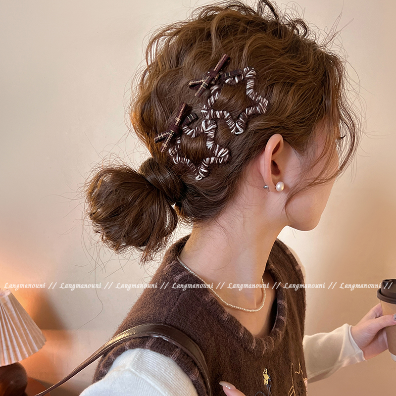 榛果可可~蝴蝶结星星发夹