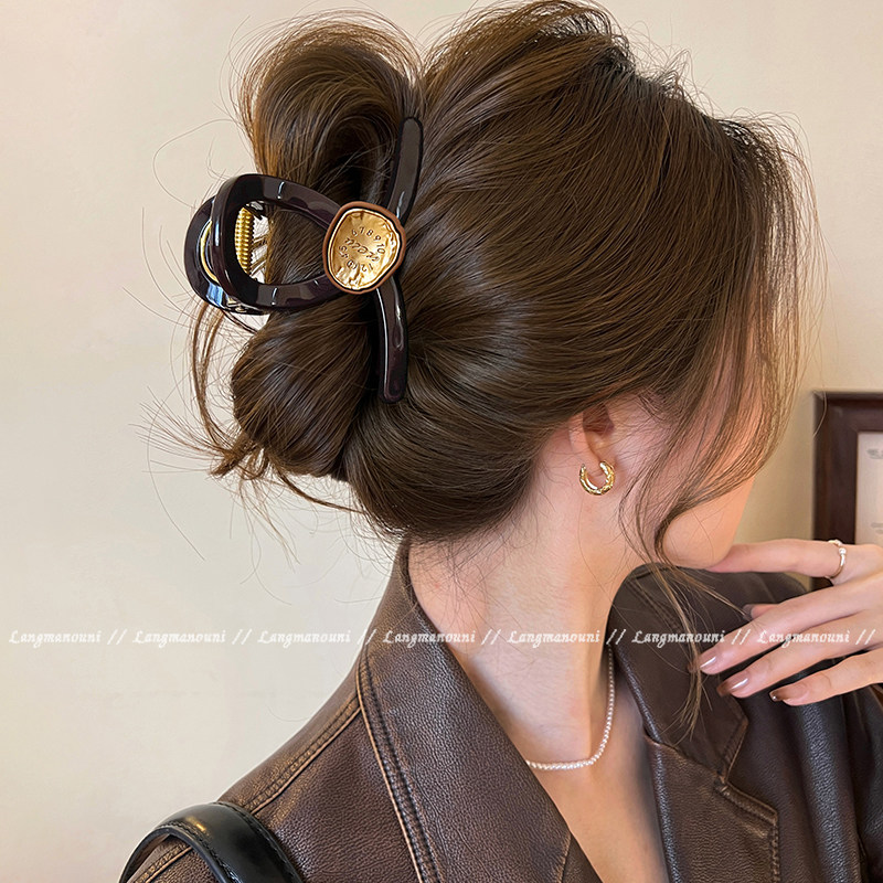 小众复古表盘头发抓夹女高级感盘发鲨鱼夹2025新款后脑勺夹子发饰,饰品/流行首饰/时尚饰品新,发饰,淘宝优惠券,粉丝福利购,淘宝优惠卷