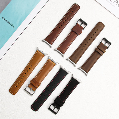 适用三星Galaxy Watch8手表8Classic疯马皮针扣Ultra2真皮手表带