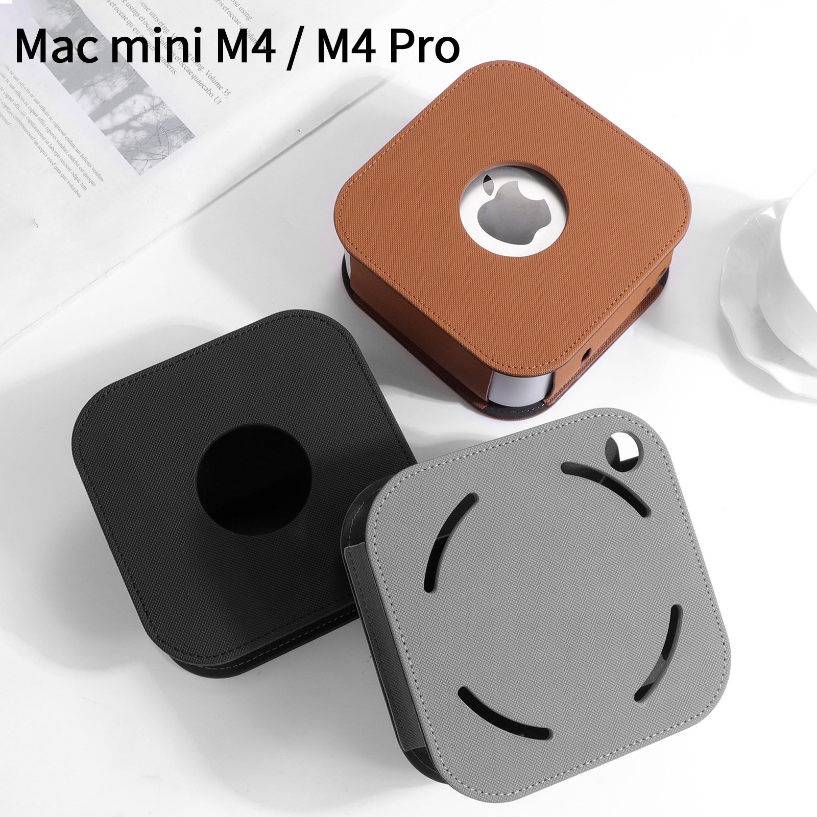 适用2025新款Mac mini苹果电脑主机防尘真皮防护套M4/M4Pro防摔保护套