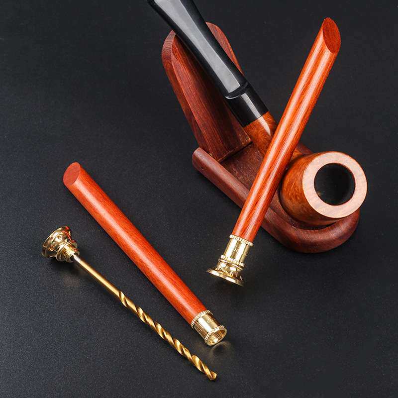 8deco新款金雨都花梨木实木烟斗压棒带通针金属镂空底座防熄火