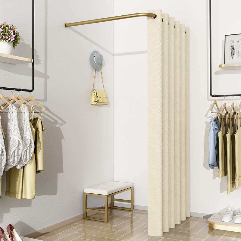 型L型C型弧形试衣间门帘轨道杆子服装店更衣室架子挂杆墙角