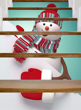 圣诞节新款居家装饰3D楼梯贴纸自粘高清台阶地贴可移墙贴LT101