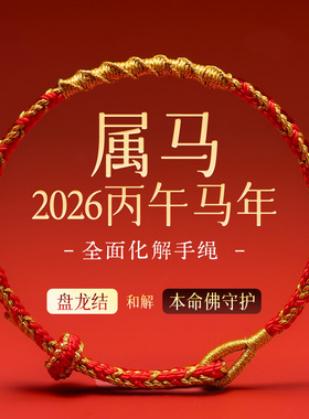 普陀山2026马年十二生肖本命年红绳编织手绳手链太岁新款好运礼物