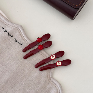 韩国可爱小苹果刘海发夹女儿童发卡安可拉红高颜值侧边鸭嘴一字夹