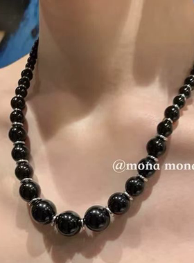 MONA张绮贤同款银河落幕黑色珠子长款项链女小众设计高级感颈链潮