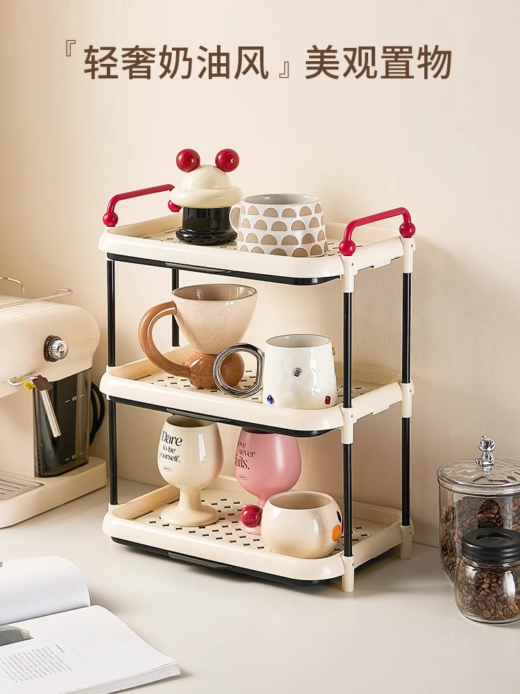 桌面杯子收纳置物架台面桌上放茶杯水杯咖啡杯小型架子管道清洁棒