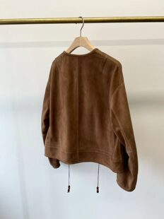 MJY高端女装新款土耳其进口羊皮圆领短款薄款双面穿真皮皮衣外套