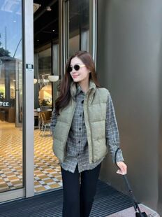 MJY高端女装新款棉质立领白鹅绒羽绒马甲女款休闲百搭保暖上衣