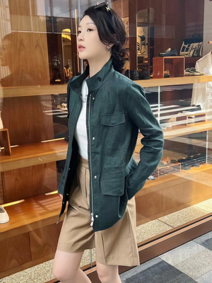 高端女装轻奢亚麻外套女夏季薄款正肩潮牌网红时尚休闲高级感外搭