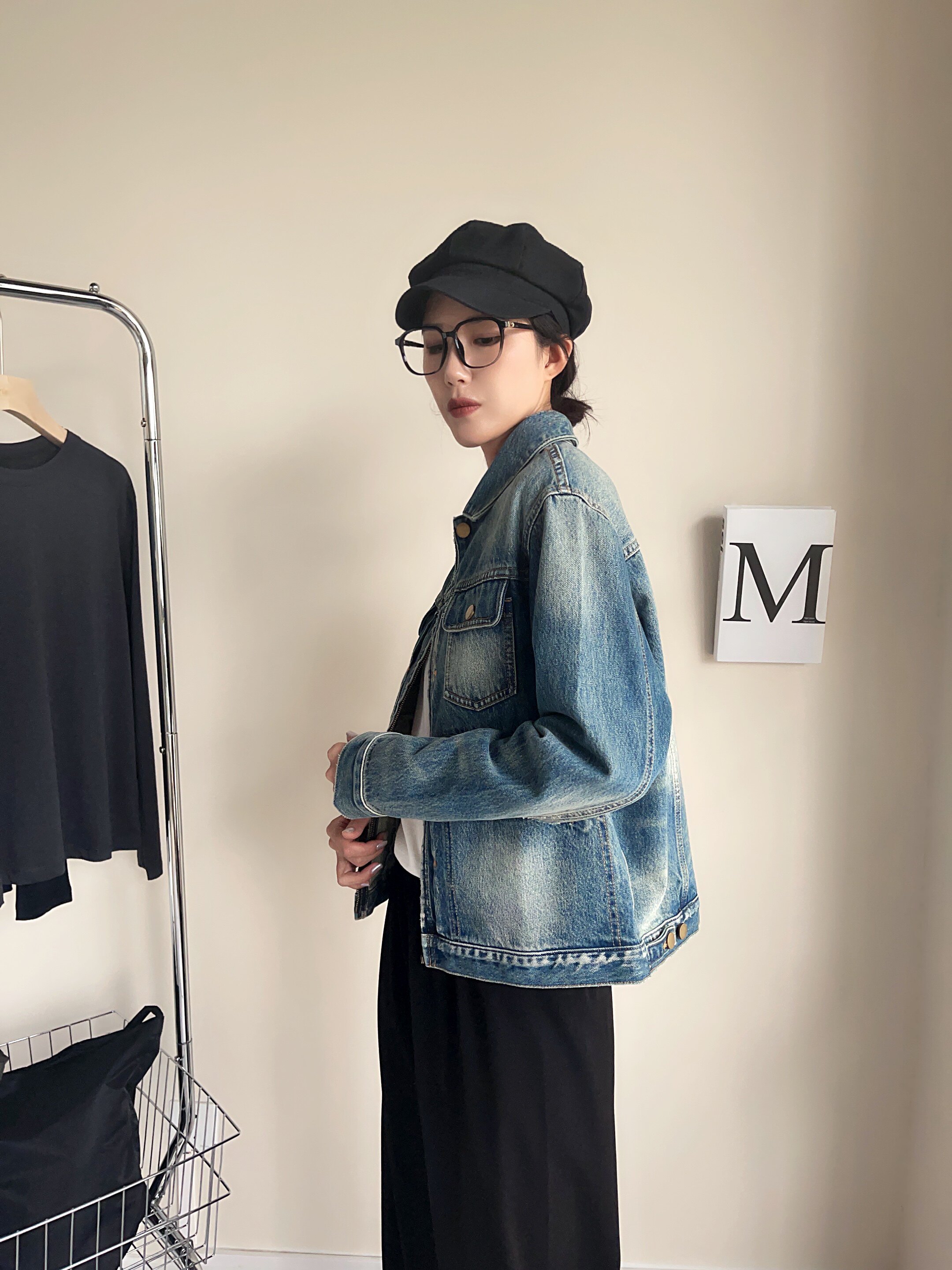 MJY高端女装春秋新款牛仔外套女土耳其进口面料秋款正肩短款外套
