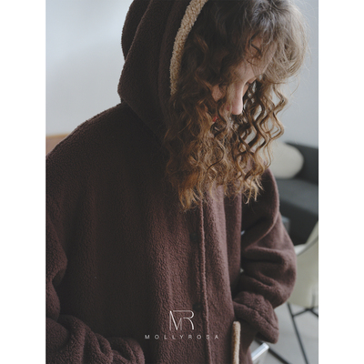 加厚睡袍复古长款外套秋冬家居服