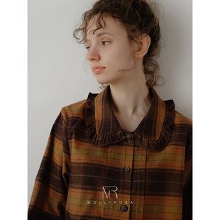 布朗尼咖格·282g重磅纯棉加厚秋冬磨毛格子家居服套装 睡衣可外穿