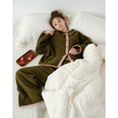 MOLLYROSA苔藓秘境·碎花包边双面绒秋冬加厚家居服套装可外穿女