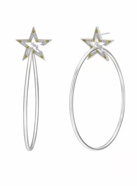 星星夸张大耳圈俩戴可拆卸耳环女原创甜酷小众设计感S925银针耳饰