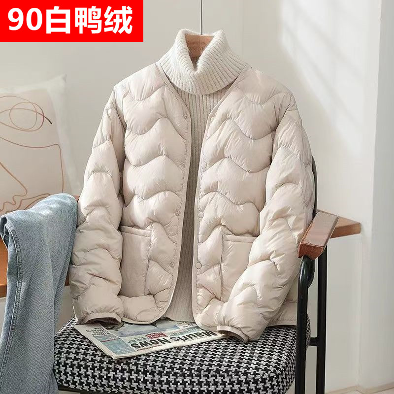 新国标90白鸭绒羽绒服女短款