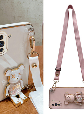 新款流珠暴力熊带支架适用华为nova13手机壳nova12pro斜挎可背nova10带挂绳9镜头全包nova6/5/4se防摔硅胶3壳