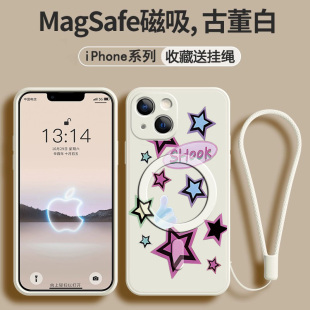 Magsafe磁吸液态硅胶iPhone13Pro防摔11全包12套14女款 适用苹果15ProMax手机壳新款 8plus彩色星星12男xs卡通