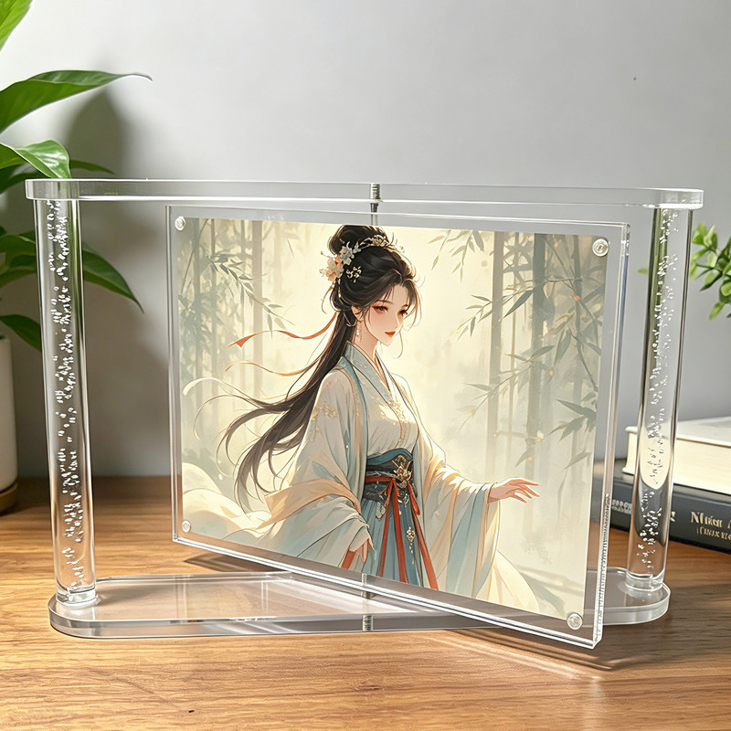 亚克力旋转相框摆台磁吸立体高级感6寸8寸批发画框商用展示相框厂